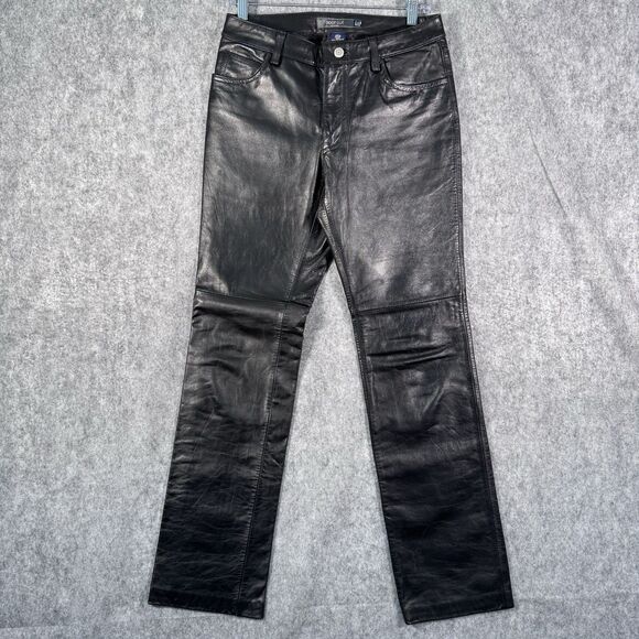 GAP Pants - Gap Leather Pants Womens Size 4 Black Boot Cut Biker Grunge Y2K Lined